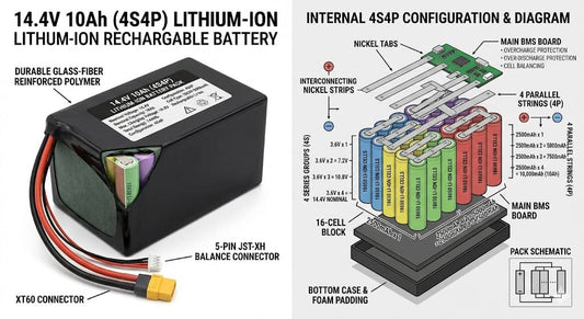 14.4V 10Ah (4S4P) LITHIUM-ION RECHARGEABLE BATTERY - Uttam Robotics