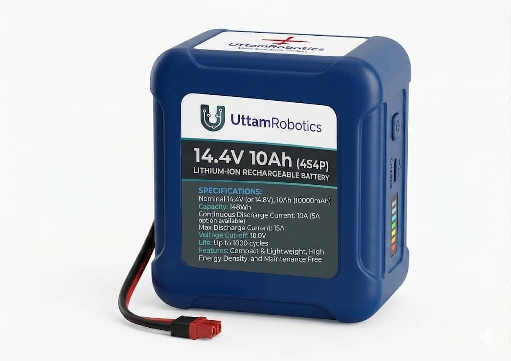 14.4V 10Ah (4S4P) Lithium-Ion Battery Pack - Uttam Robotics
