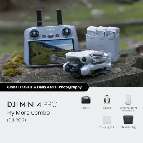 DJI Mini 4 Pro Fly More Combo with RC 2 | 4K HDR Drone | Uttam Robotics-249g - Uttam Robotics