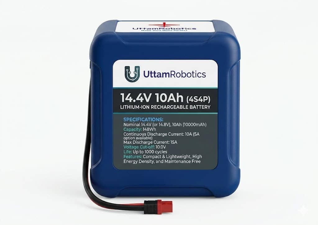 14.4V 10Ah (4S4P) Lithium-Ion Battery Pack - Uttam Robotics