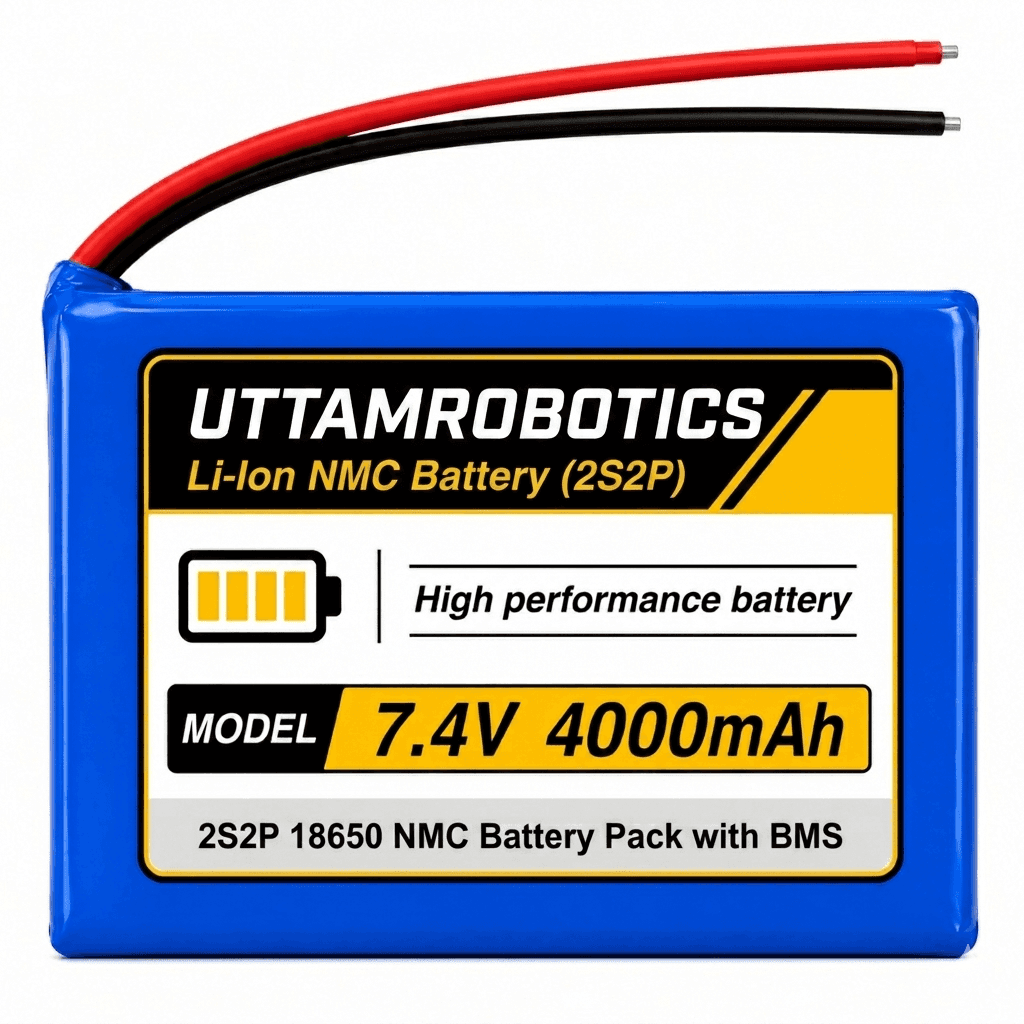 7.4V 4000mAh 18650 NMC Li-Ion Battery Pack 2S2P with BMS - Uttam Robotics