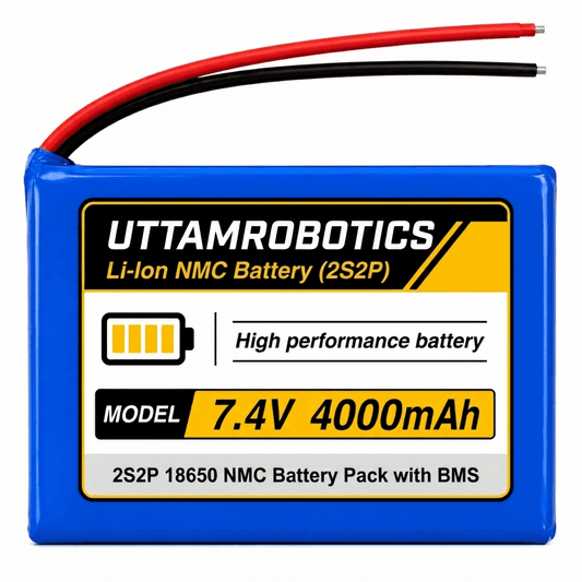 7.4V 4000mAh 18650 NMC Li-Ion Battery Pack 2S2P with BMS - Uttam Robotics