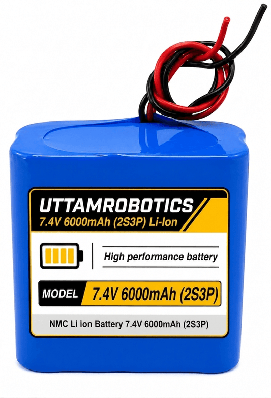 7.4V 6000mAh 18650 NMC Li-Ion Battery Pack 2S3P with BMS - Uttam Robotics