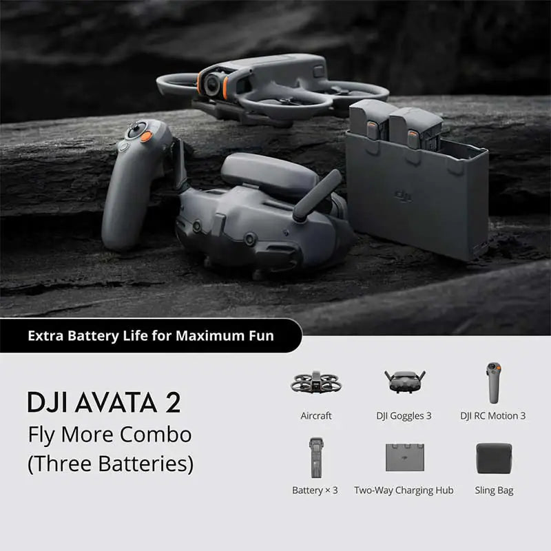 DJI Avata 2 Fly More Combo – 3 Batteries | FPV Drone | 4K Stabilized | 249g - Uttam Robotics