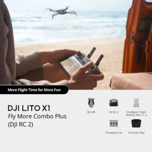 DJI Lito X1 Fly More Combo – RC 2 + 3 Standard Batteries + Charging Hub | 249g Drone - Uttam Robotics