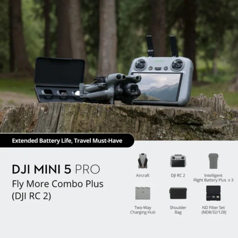 DJI Mini 5 Pro Fly More Combo Plus – RC 2 + 3 Battery Plus | 52 Min | 4K120 | 249g - Uttam Robotics