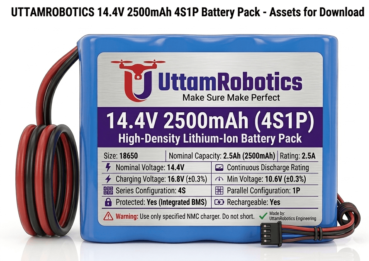 14.4V 2500mAh Lithium-Ion Battery Pack (4S1P) - Uttam Robotics