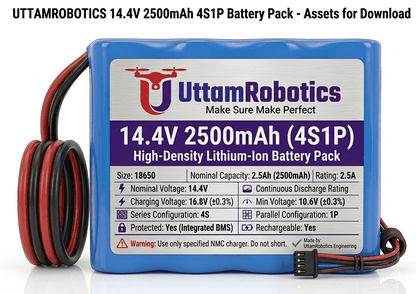 14.4V 2500mAh Lithium-Ion Battery Pack (4S1P) - Uttam Robotics
