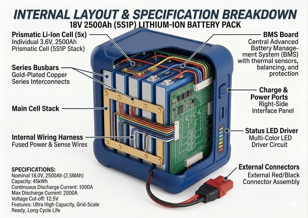 Uttam Robotics 18V 2500Ah (5S1P) Lithium-Ion Battery Pack - Uttam Robotics